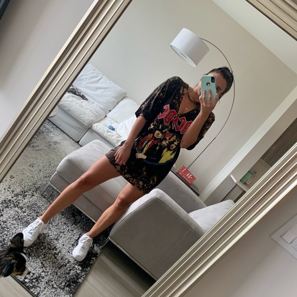 Vintage AC/DC Acid Wash T-shirt Dress - Picture 2 of 5